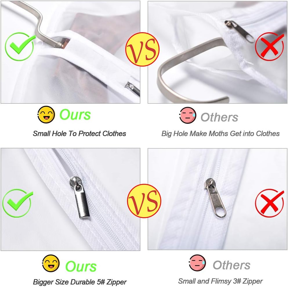 Garment Bags for Hanging Clothes 24"X48"Suit Bags for Closet Storage Plastic Waterproof Suit Cover Bags with Zipper for Suit, Sweaters, Coat Protector Travel Closet Clothing