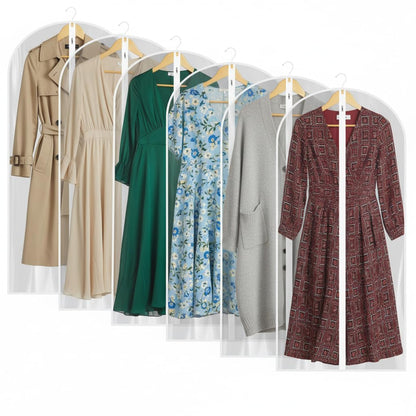 36” All Clear Garment Bags for Women Suit Bags - PEVA Waterproof Suit Cover with Zipper for,Hanging Clothes, Coats - Durable Dresser for Closet Storage, Dustproof & Moisture Resistant - 36”/12 Pack