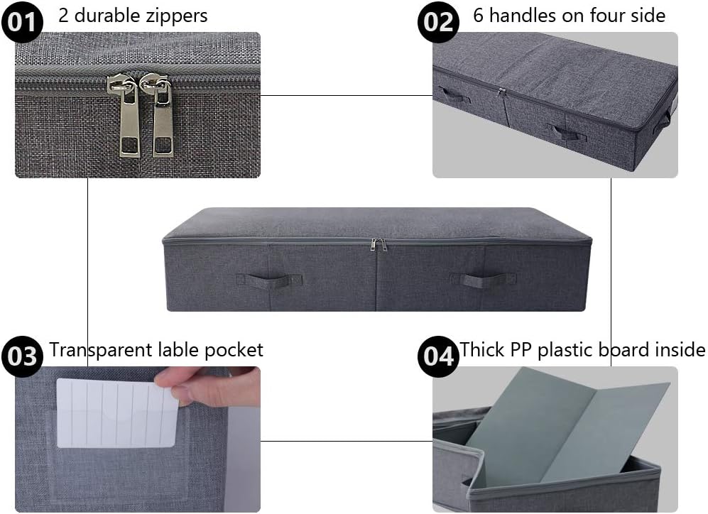 39.4" Bedroom Underbed Storage Boxes with Lid for Wedding Dress,Black Gray