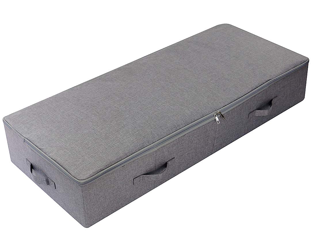 39.4" Bedroom Underbed Storage Boxes with Lid for Wedding Dress,Black Gray