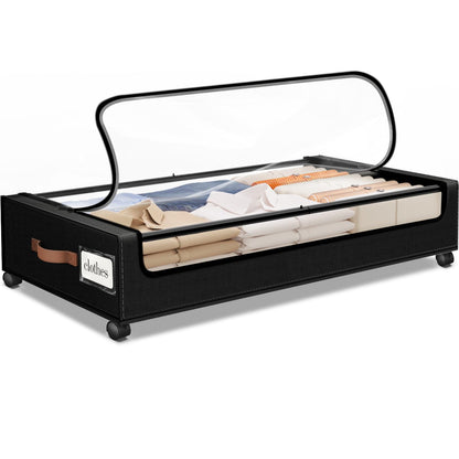Under Bed Storage with Wheels 3Pack Storage Containers with Clear Window