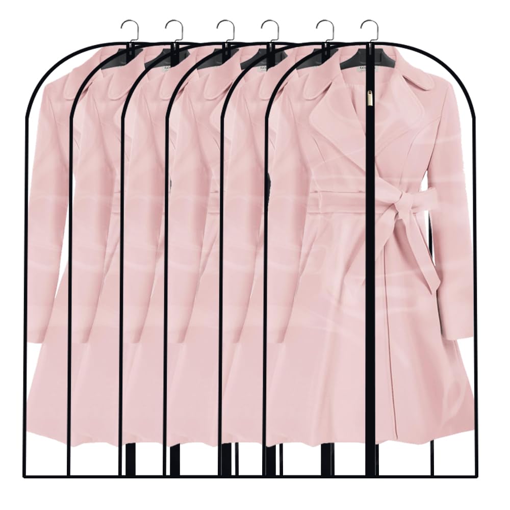 Garment Bags for Hanging Clothes 12 PCS Transparent Waterproof Dustproof Storage for Wardrobe Storage Suit Covers for Closet Cloth Cover Washable Clear Reuse Full Zipper for Suits Gowns 24''x40''