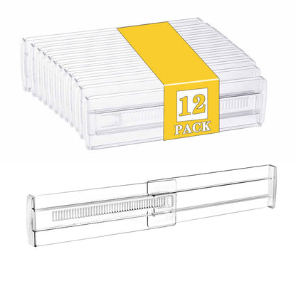 4 Pcs Drawer Dividers for Clothes,3.15" High 11.34"-19.69" clear