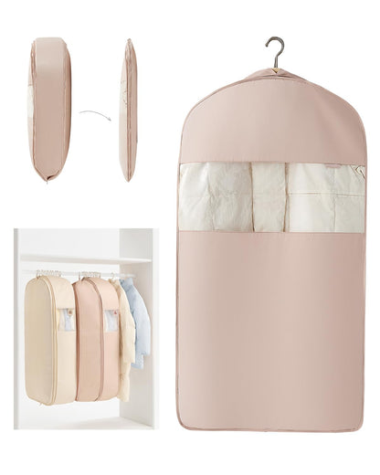 EACHY Garment Bag for Hanging Clothes, Space Saving Dustproof Clothes Cover with Self-Compression Zipper, Visible Closet Organizer for Closet Storage