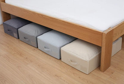 Folding Fabric Rigid Under Bed Closet Storage Bins with Zip Lid,Black Gray