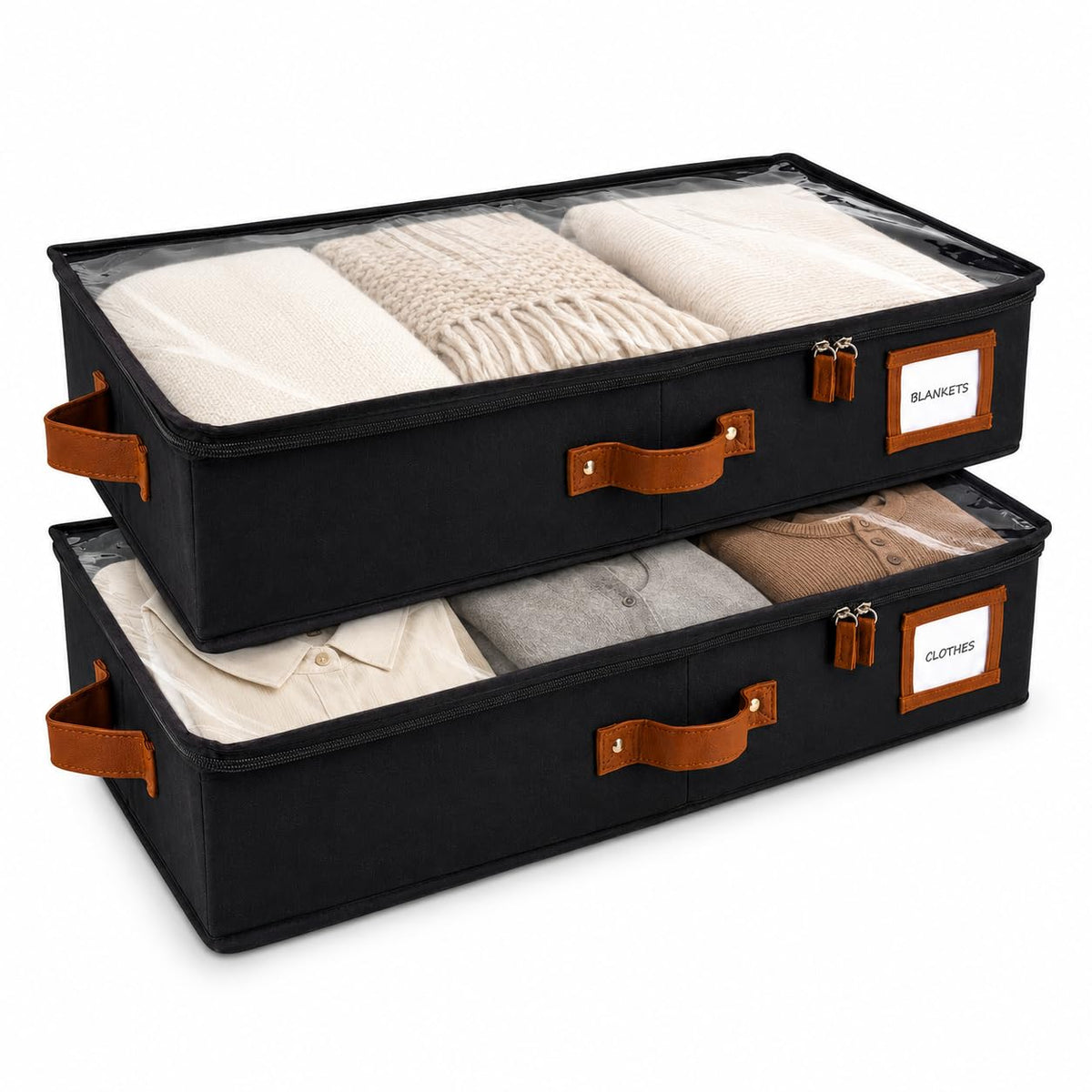 HOMELUX THEORY Under Bed Storage, Low Profile 2pc with Lid, Ivory