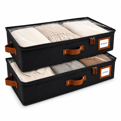 HOMELUX THEORY Under Bed Storage, Low Profile 2pc with Lid, Ivory