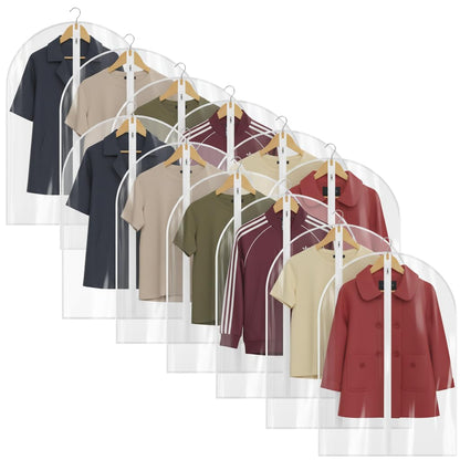 36” All Clear Garment Bags for Women Suit Bags - PEVA Waterproof Suit Cover with Zipper for,Hanging Clothes, Coats - Durable Dresser for Closet Storage, Dustproof & Moisture Resistant - 36”/12 Pack