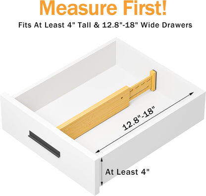 Bamboo Drawer Dividers, 4" High Drawer Organizers for Clothes/Utensils
