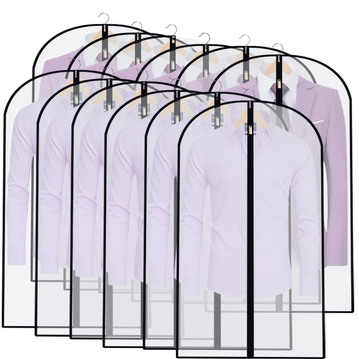 Garment Bags for Hanging Clothes 24"X48"Suit Bags for Closet Storage Plastic Waterproof Suit Cover Bags with Zipper for Suit, Sweaters, Coat Protector Travel Closet Clothing