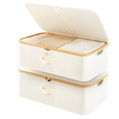 StorageWorks 7" Low Profile Underbed Storage Containers with Bamboo Frame