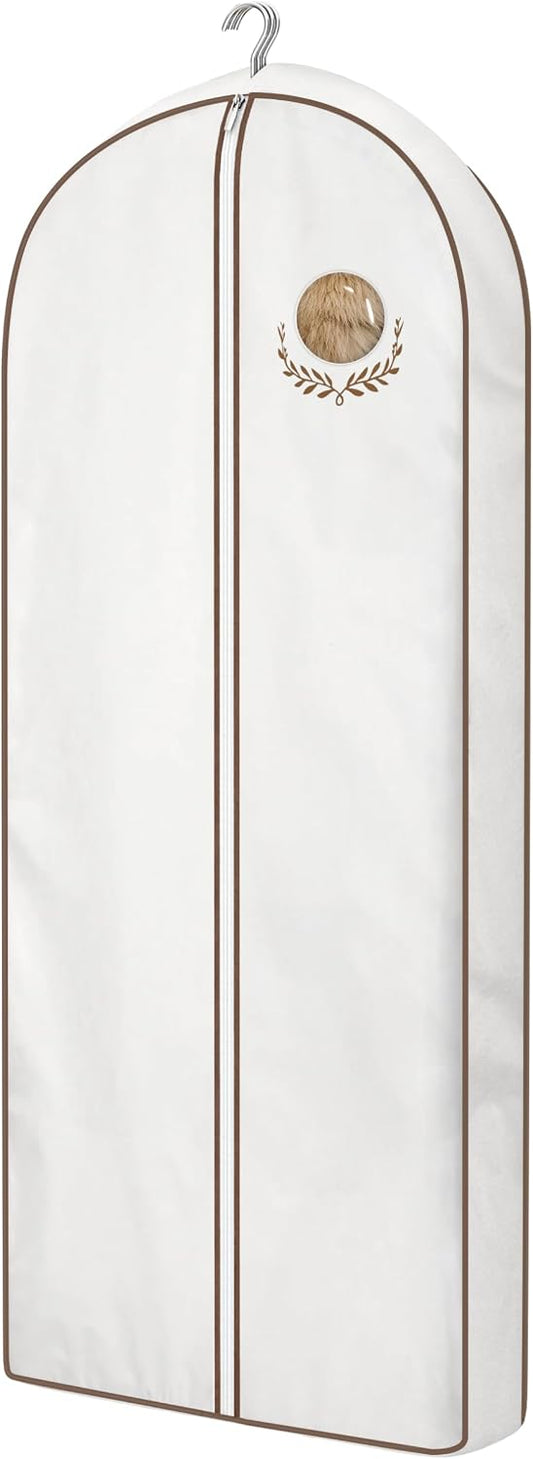 MISSLO 60" Cotton Garment Bag for Long Dress Breathable Fur Coat Storage Bag Women Dress Cover Luxury Garment Bags for Hanging Clothes Travel for Fur Coat, Jacket, Gown, Suit