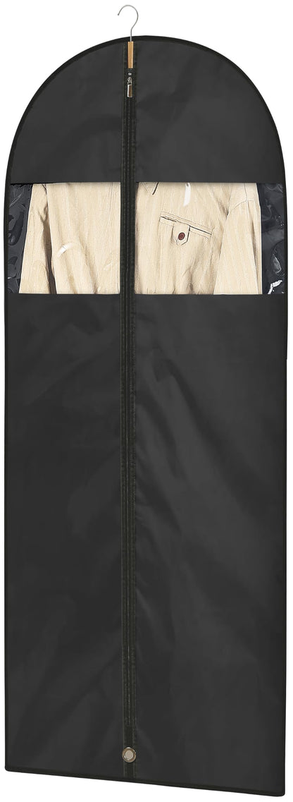 Garment Bags for Hanging Clothes, 50" Suit Bags for Closet Storage, 2-Pack Garment Covers with Clear Window, Foldable Clothing Bags for Suits, Jackets & Dresses (Black)