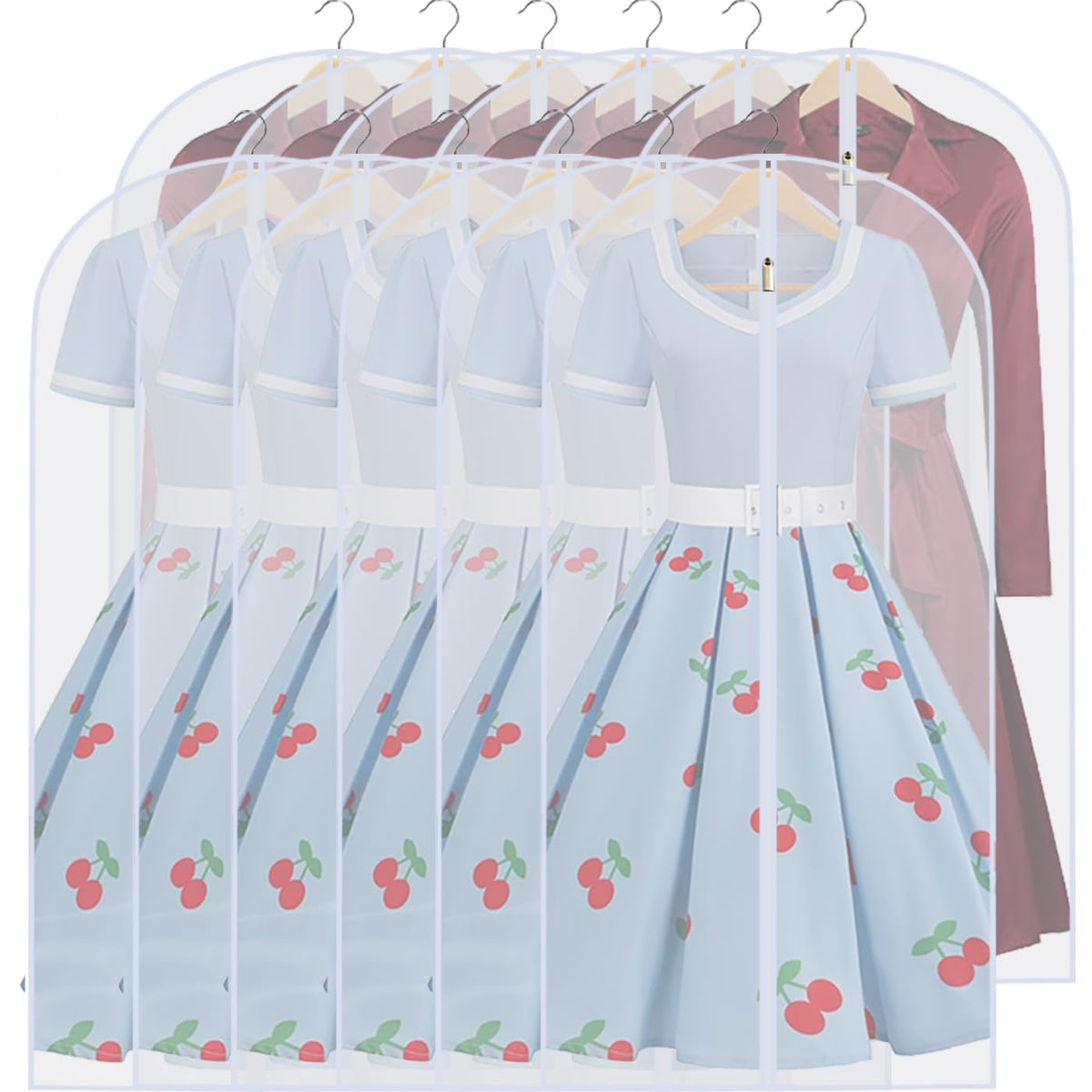 Garment Bags for Hanging Clothes 24"X48"Suit Bags for Closet Storage Plastic Waterproof Suit Cover Bags with Zipper for Suit, Sweaters, Coat Protector Travel Closet Clothing