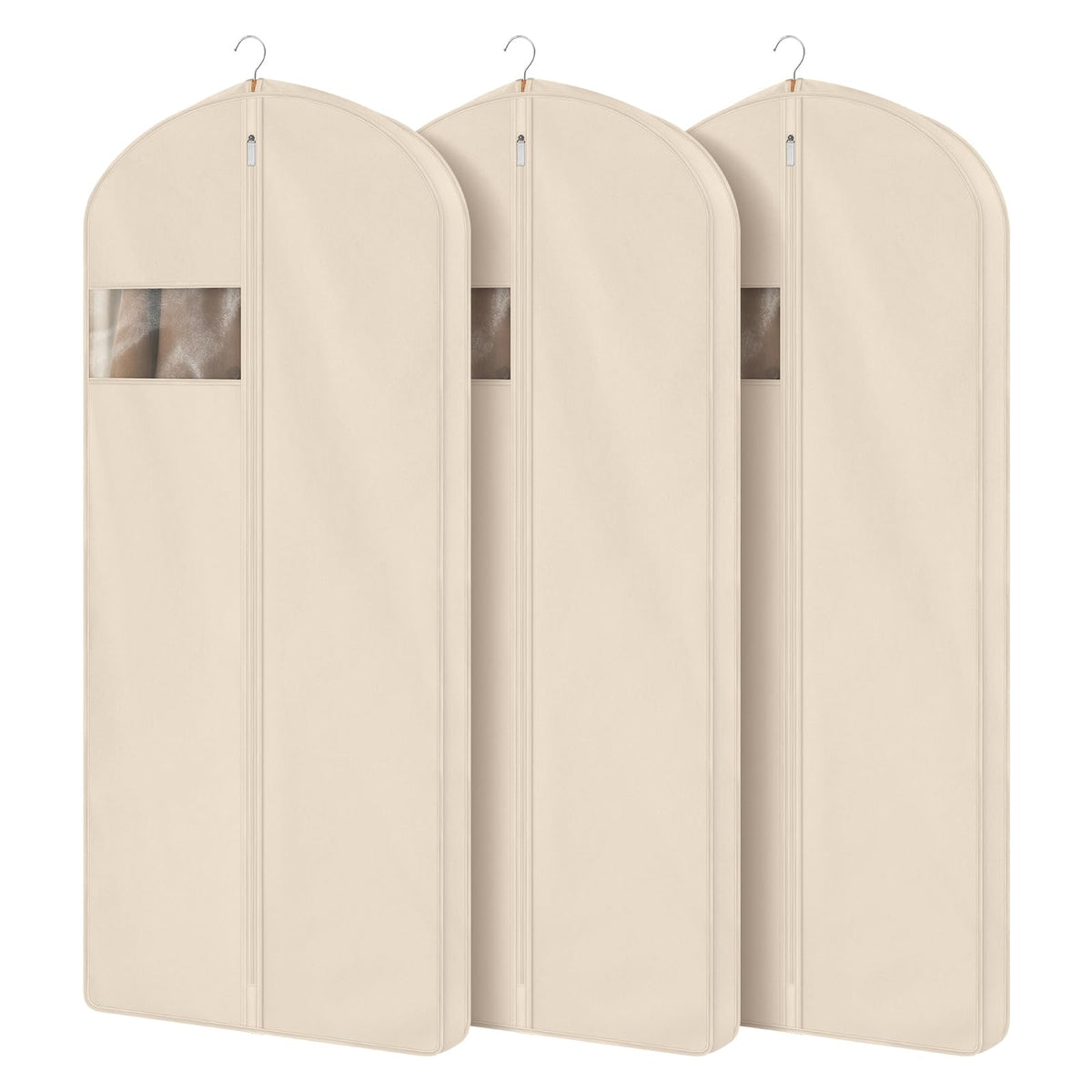 Univivi Cotton Garment Bag, Suit Bag with Clear Mesh Window 40 In, 3 PCS