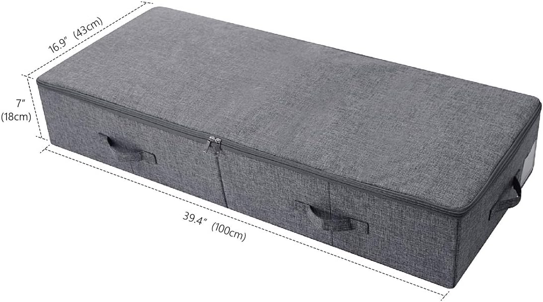 39.4" Bedroom Underbed Storage Boxes with Lid for Wedding Dress,Black Gray