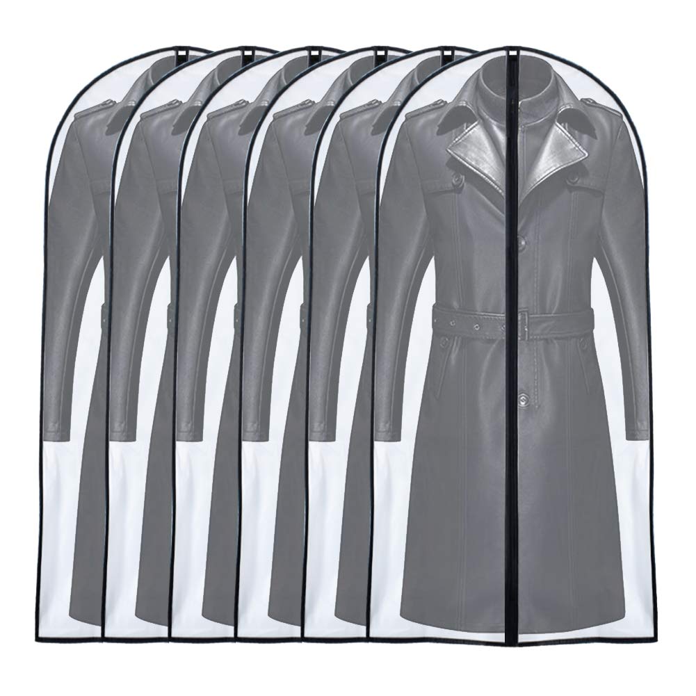 Garment Bags for Hanging Clothes 24"X48"Suit Bags for Closet Storage Plastic Waterproof Suit Cover Bags with Zipper for Suit, Sweaters, Coat Protector Travel Closet Clothing