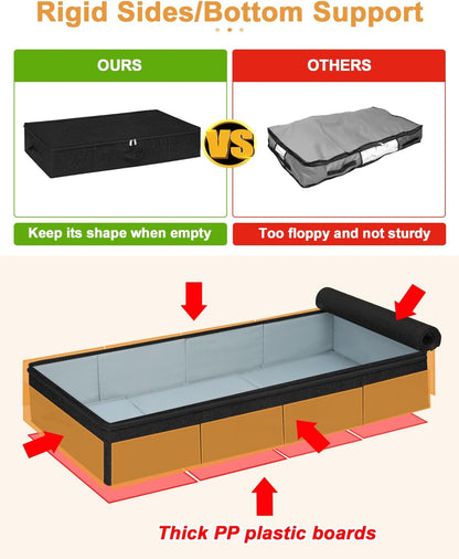 punemi 6.7 in Sturdy Under Bed Clothes Storage Containers, 2Pack, Black