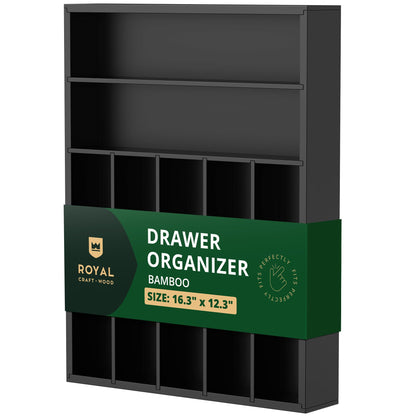 ROYAL CRAFT WOOD Luxury Bamboo Kitchen Drawer Organizer for Kitchen Organization - Silverware Organizer, Utensil Holder & Cutlery Tray Drawer Dividers for Flatware Silverware Storage, 9 Slot, Natural