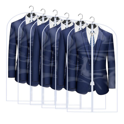 Garment Bags for Hanging Clothes 12 PCS Transparent Waterproof Dustproof Storage for Wardrobe Storage Suit Covers for Closet Cloth Cover Washable Clear Reuse Full Zipper for Suits Gowns 24''x40''