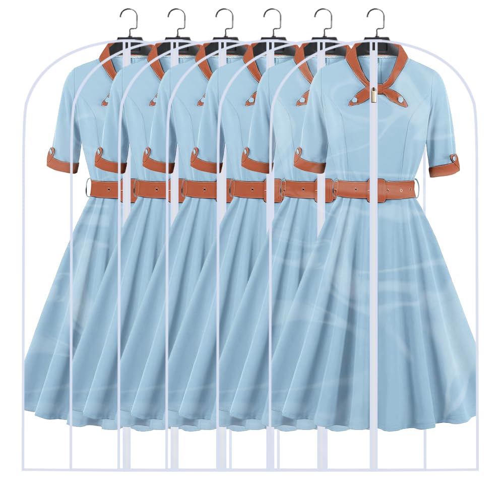 Garment Bags for Hanging Clothes 12 PCS Transparent Waterproof Dustproof Storage for Wardrobe Storage Suit Covers for Closet Cloth Cover Washable Clear Reuse Full Zipper for Suits Gowns 24''x40''