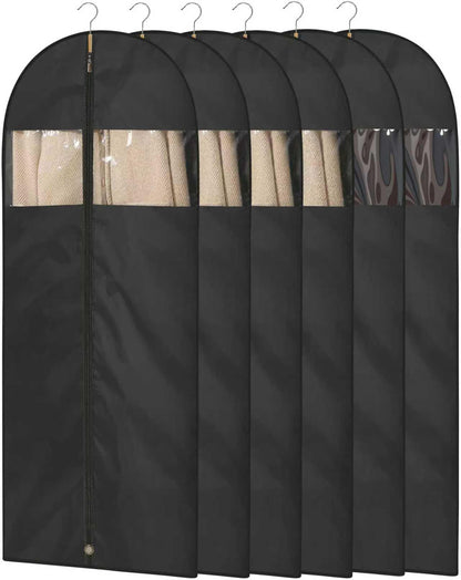 Garment Bags for Hanging Clothes, 50" Suit Bags for Closet Storage, 2-Pack Garment Covers with Clear Window, Foldable Clothing Bags for Suits, Jackets & Dresses (Black)