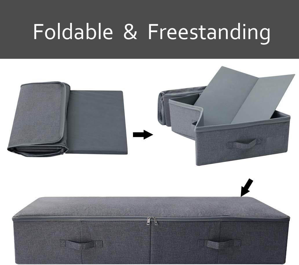 39.4" Bedroom Underbed Storage Boxes with Lid for Wedding Dress,Black Gray