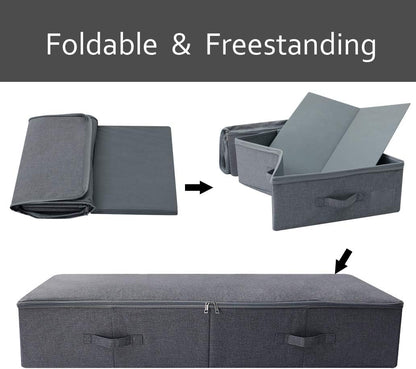 39.4" Bedroom Underbed Storage Boxes with Lid for Wedding Dress,Black Gray