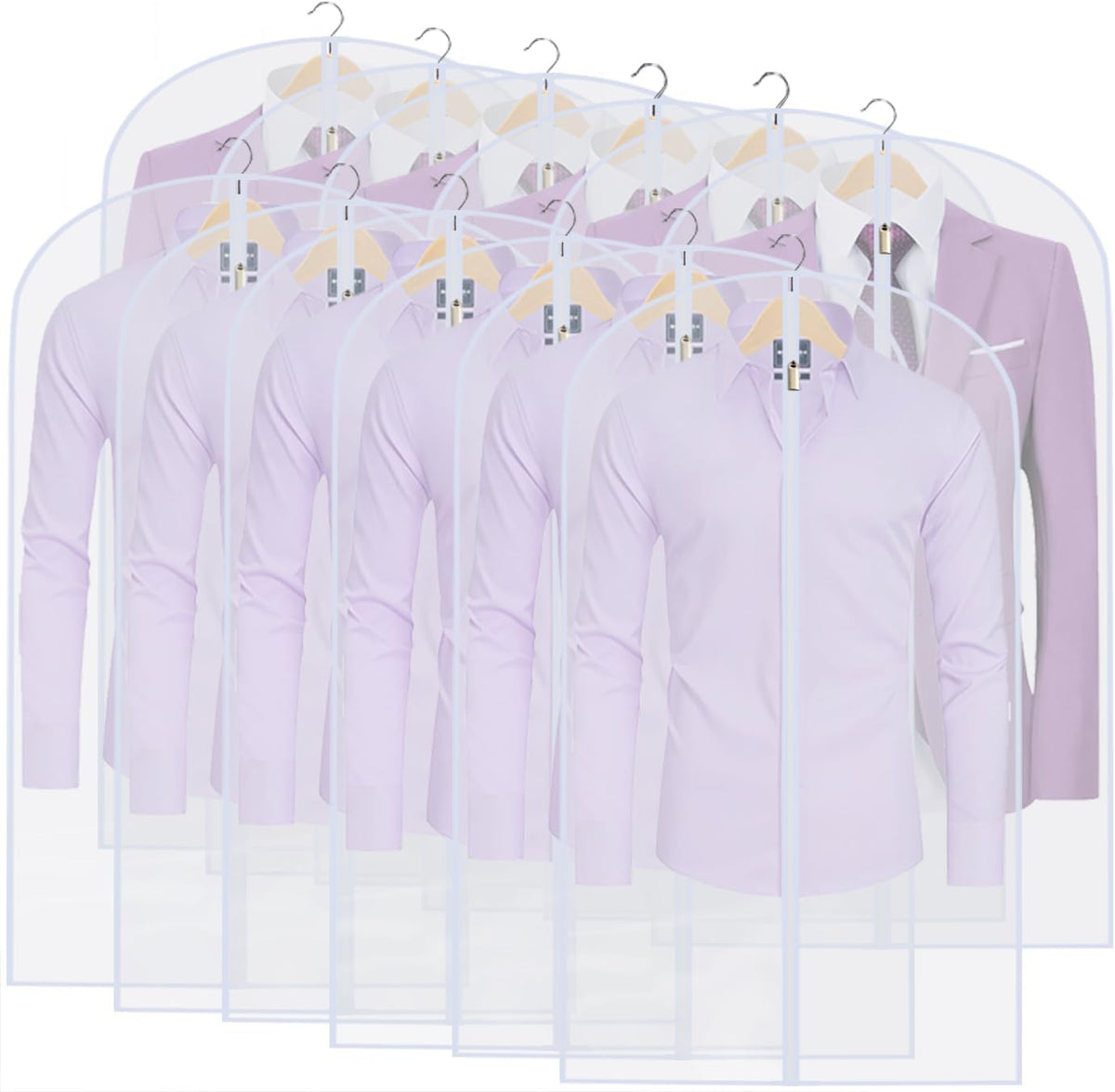 Garment Bags for Hanging Clothes 24"X48"Suit Bags for Closet Storage Plastic Waterproof Suit Cover Bags with Zipper for Suit, Sweaters, Coat Protector Travel Closet Clothing