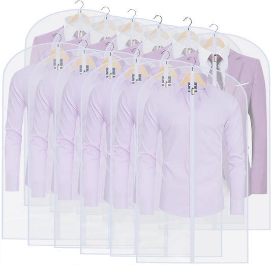Garment Bags for Hanging Clothes 24"X48"Suit Bags for Closet Storage Plastic Waterproof Suit Cover Bags with Zipper for Suit, Sweaters, Coat Protector Travel Closet Clothing