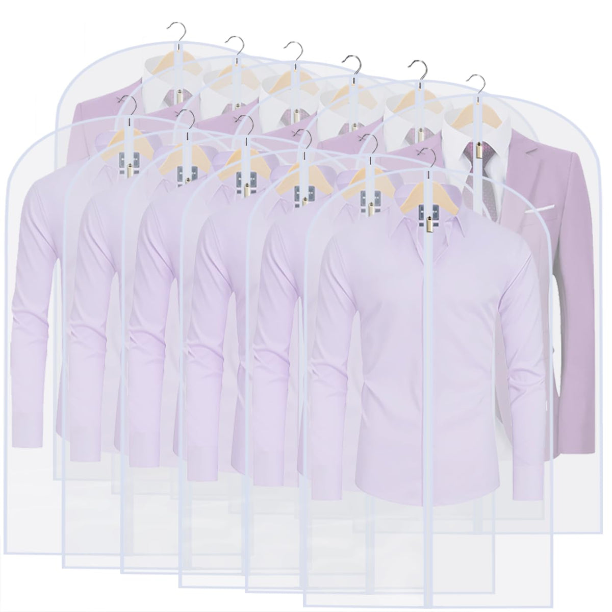 Garment Bags for Hanging Clothes 24"X48"Suit Bags for Closet Storage Plastic Waterproof Suit Cover Bags with Zipper for Suit, Sweaters, Coat Protector Travel Closet Clothing