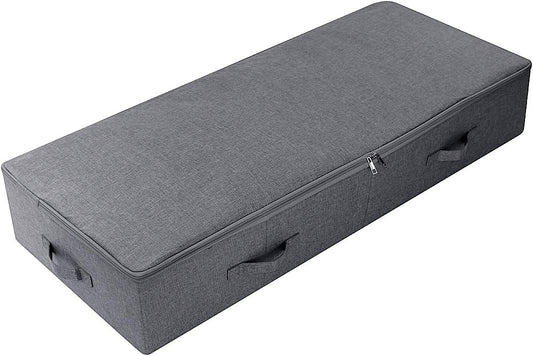 39.4" Bedroom Underbed Storage Boxes with Lid for Wedding Dress,Black Gray