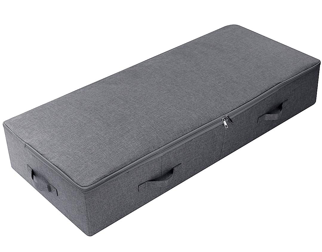 39.4" Bedroom Underbed Storage Boxes with Lid for Wedding Dress,Black Gray