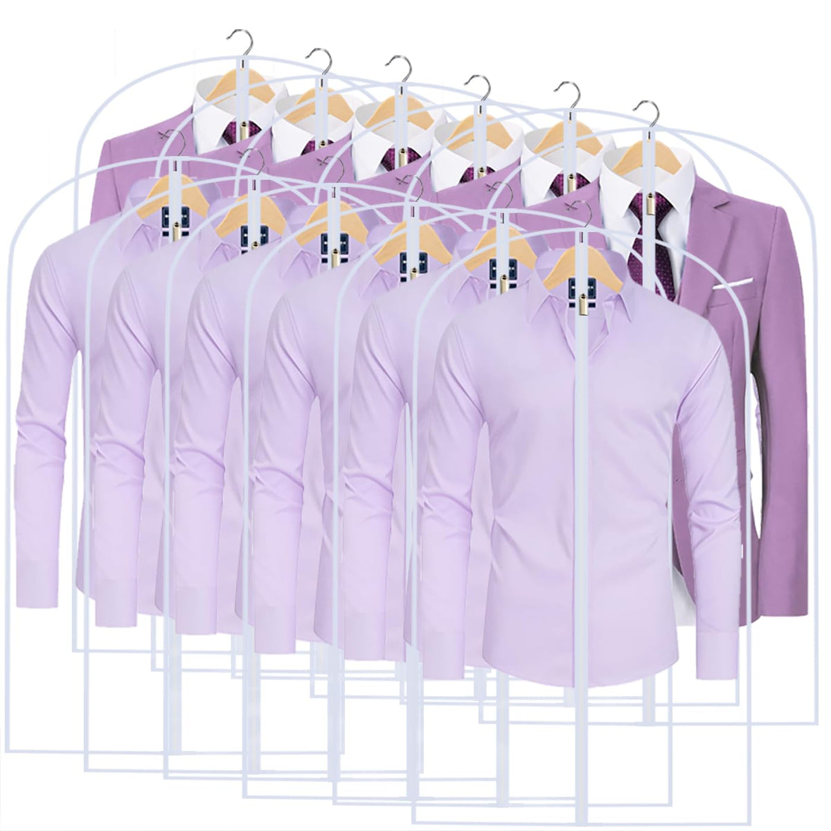 Garment Bags for Hanging Clothes 24"X48"Suit Bags for Closet Storage Plastic Waterproof Suit Cover Bags with Zipper for Suit, Sweaters, Coat Protector Travel Closet Clothing