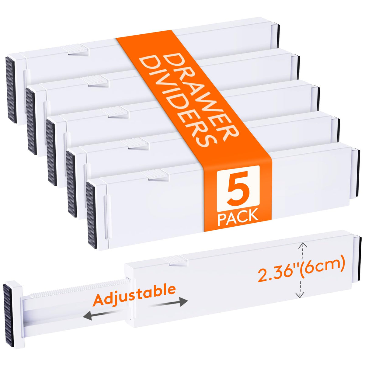 Lifewit 4" High Upgrade Drawer Divider, Adjustable Drawer Organizer Clothes
