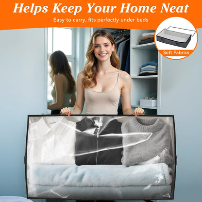 90L Under Bed Storage Containers, Storage Bags, Organizer, 4-Pack, Gray