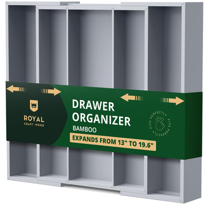 ROYAL CRAFT WOOD Luxury Bamboo Kitchen Drawer Organizer for Kitchen Organization - Silverware Organizer, Utensil Holder & Cutlery Tray Drawer Dividers for Flatware Silverware Storage, 9 Slot, Natural