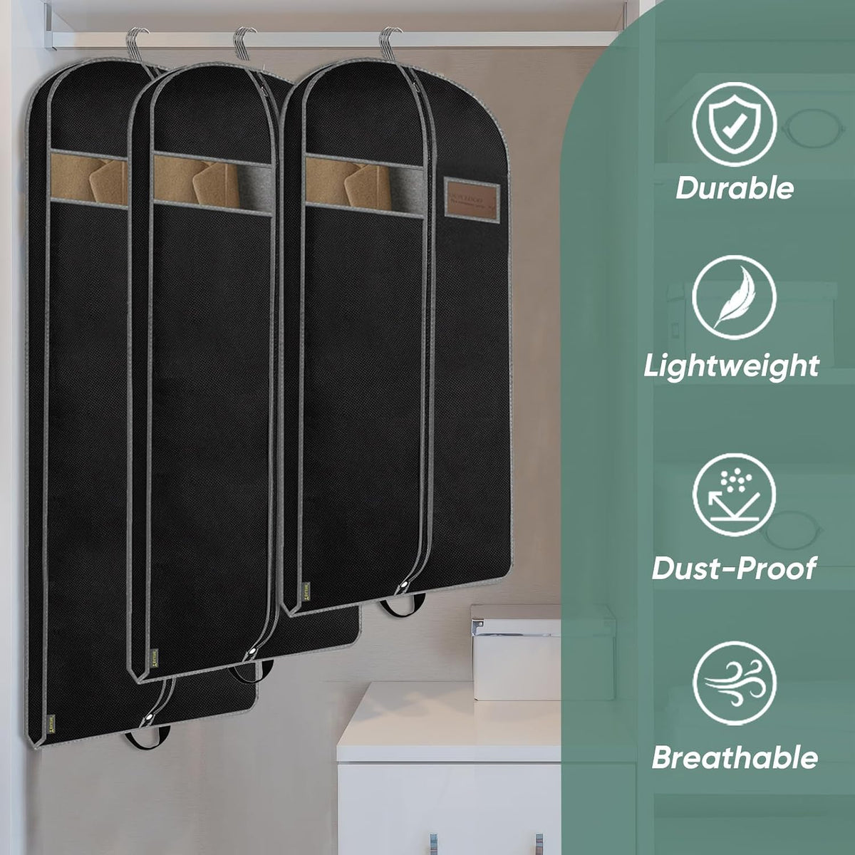 BALEINE 1PK Garment Bags for Hanging Clothes, 43" Suit Bag for Travel