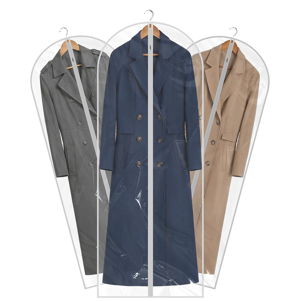 36” All Clear Garment Bags for Women Suit Bags - PEVA Waterproof Suit Cover with Zipper for,Hanging Clothes, Coats - Durable Dresser for Closet Storage, Dustproof & Moisture Resistant - 36”/12 Pack