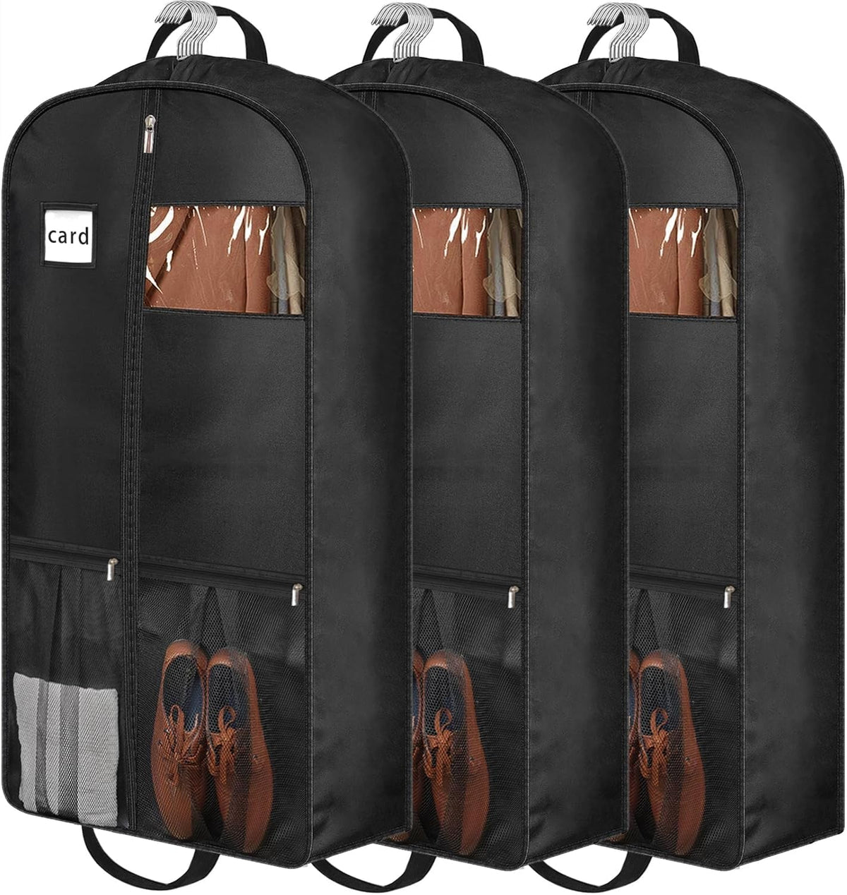 43" Heavy Duty Garment Bags for Travel 6.5" Gusseted Suit Bags for Closet Storage 2 Handles Hanging Clothes Bag with Pocket Mens Suit Cover for Shirts, Coats, Dresses, Suit Holder, 2 Pack