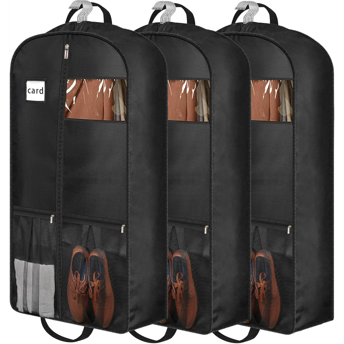 43" Heavy Duty Garment Bags for Travel 6.5" Gusseted Suit Bags for Closet Storage 2 Handles Hanging Clothes Bag with Pocket Mens Suit Cover for Shirts, Coats, Dresses, Suit Holder, 2 Pack