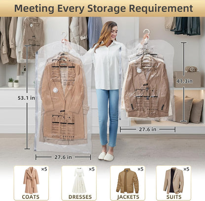 TAILI Hanging Vacuum Storage Bags for Clothes Space Saver 4 Combo Clear