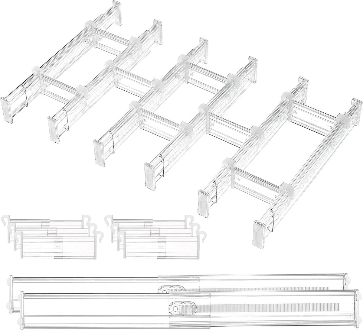 Vtopmart 2.36" Drawer Dividers with Expandable Inserts, 12.8"-22.3", 8 Pack