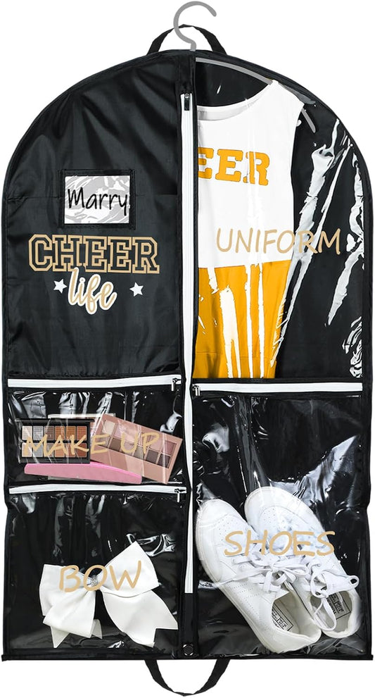 Blushtier 40" Cheer Uniform Garment Bag Cheerleading, Black,Gold