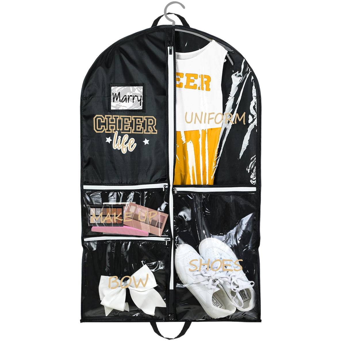Blushtier 40" Cheer Uniform Garment Bag Cheerleading, Black,Gold