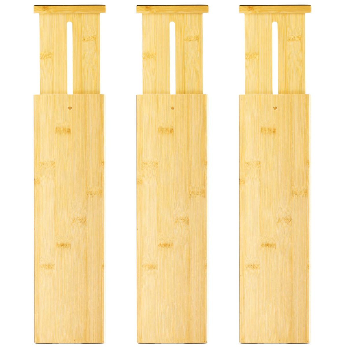 VaeFae 3 Pack Bamboo Drawer Dividers, 4" High Adjustable 11.9-17.1" Clothes Drawer Organizers, Expandable Separators for Bedroom/Bathroom/Kitchen/Office Storage