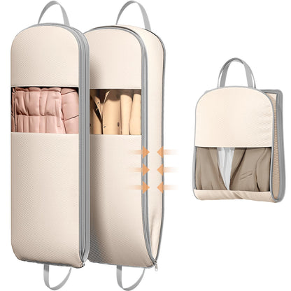 DIMJ 3 Pack 54" Garment Bags for Hanging Clothes - Space Saving Compression Suit Bag Travel with Handles Window, Washable Carry Clothing Storage Cover for Dress, Coats, Down Jacket, Shirts