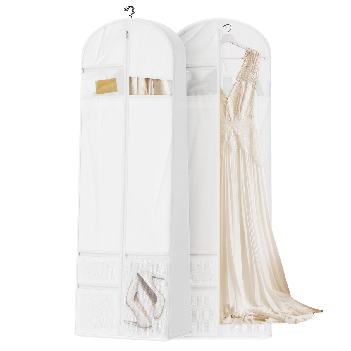 Lazebox Garment Bags for Travel and Closet Storage with Zipper, 65'' Long Dress Bag for Gowns Long