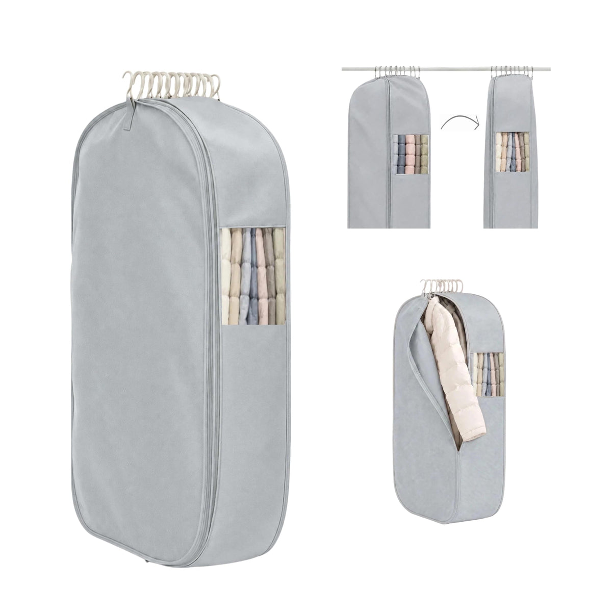 Space Saving Hanging Compression Garment Bag for Coats & Jackets