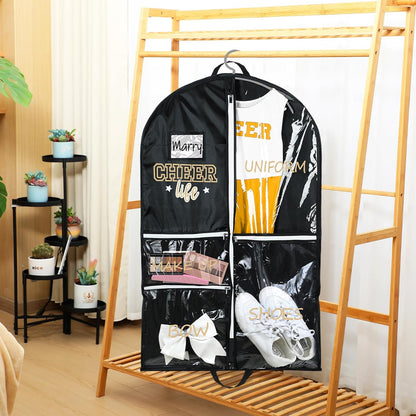 Blushtier 40" Cheer Uniform Garment Bag Cheerleading, Black,Gold